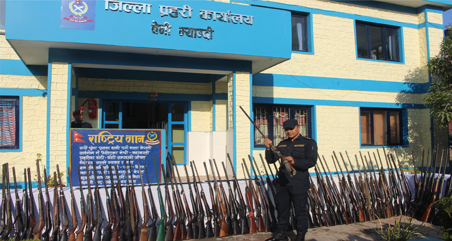 प्रहरीकाे ‘अप्रेसन ब्राभो सेरा’ : ११५ थान भरुवा बन्दुक बरामद