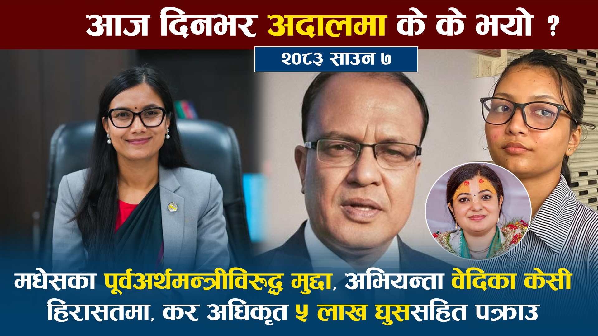 अदालतमा आज – मधेसका पूर्वमन्त्रीविरुद्ध मुद्दा, अभियन्ता केसी हिरासतमा, कर अधिकृत पक्राउ